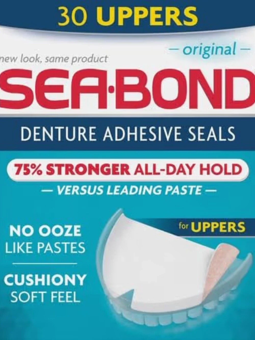 Sea-Bond Secure Denture Adhesive Seals Original Uppers Zinc-Free 2 Pack